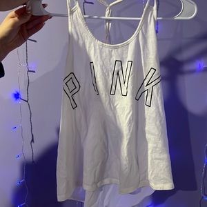 White tank top with y open string back